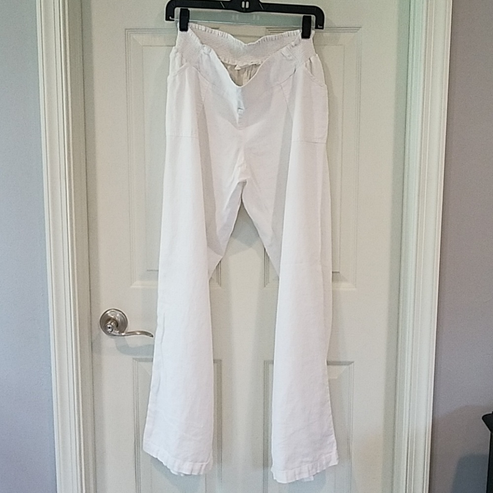 Motherhood Maternity White Linen Pants Size Large